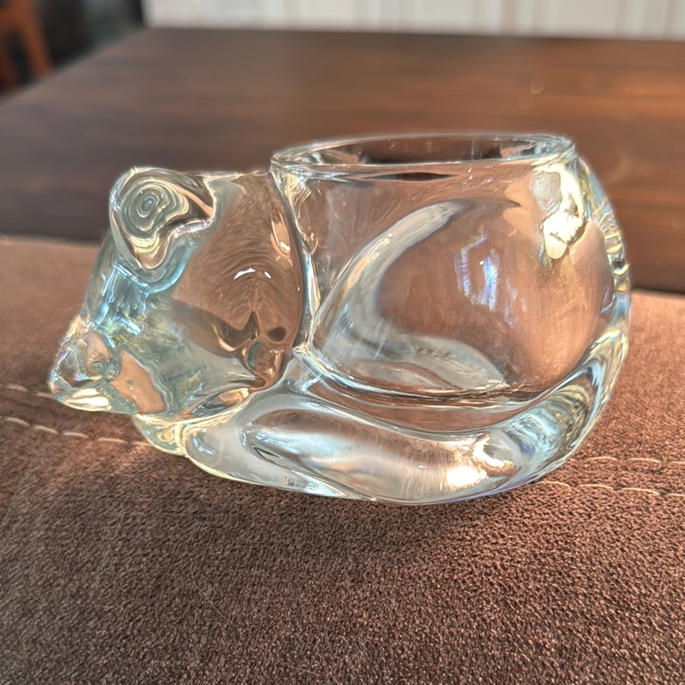 Vintage Indiana Glass Crystal Cat Candle Holder